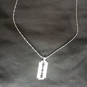 Silver Barber Razor Necklace